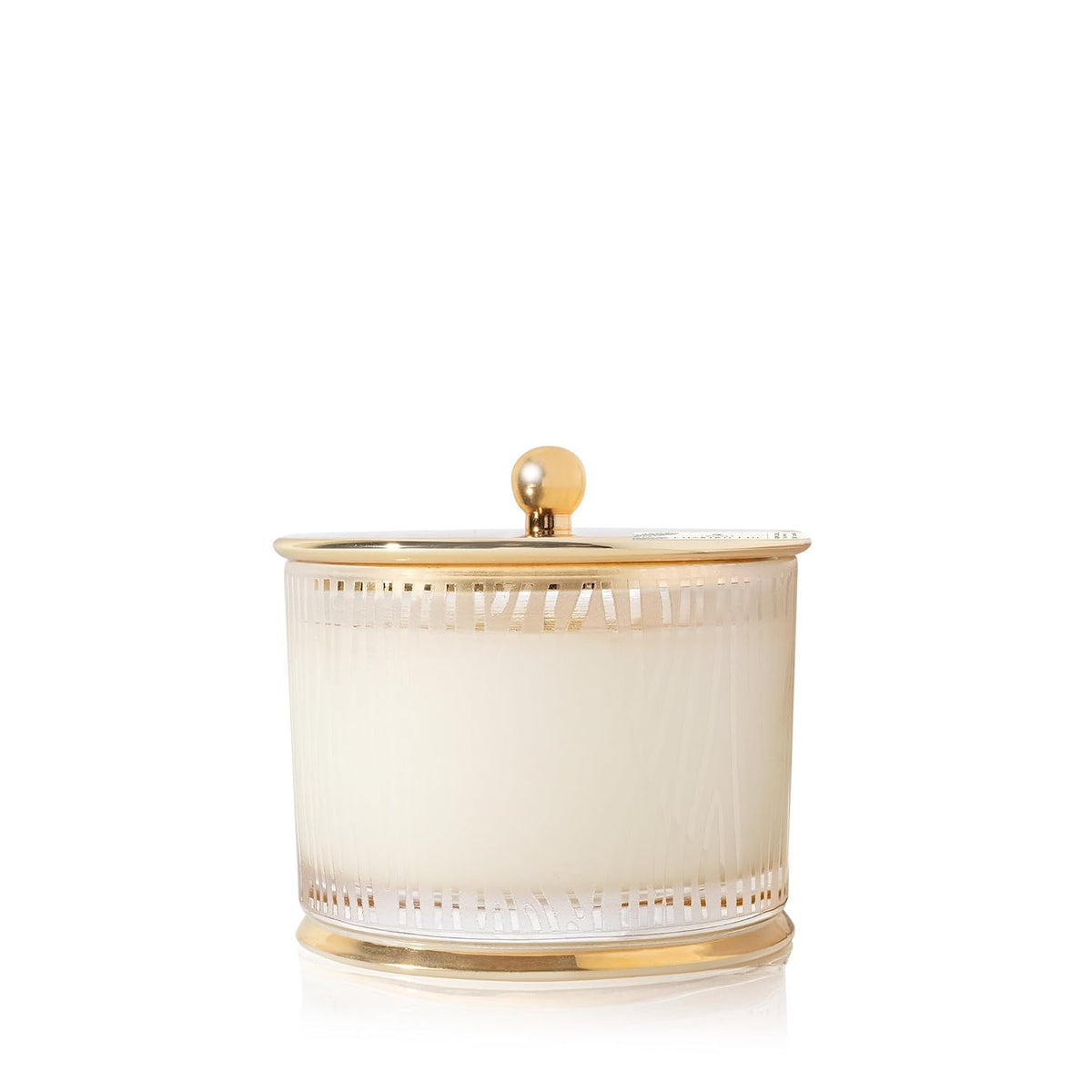 Thymes Frasier Fir Candle - Gilded Collection - Frosted Wood Grain Design with Gold Lid & Base - Pine Scented Candles for