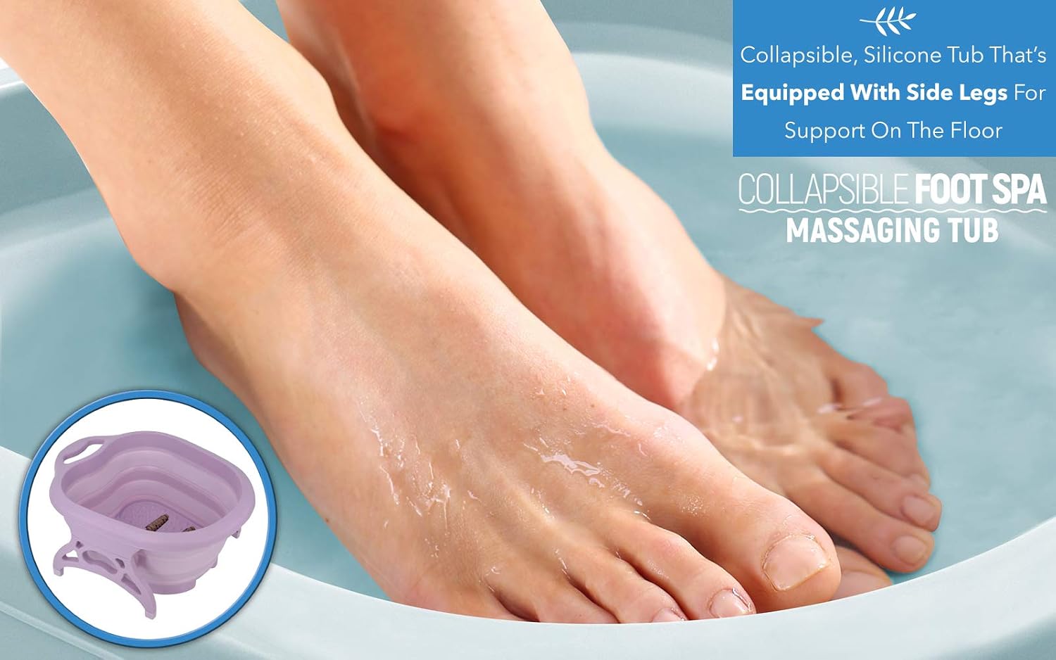 Stress Relief Collapsible Foot Spa | Foot Soak Bath Tub with Massaging Rollers, Spa Basin for Soaking Tired & Sore Feet Large Teal