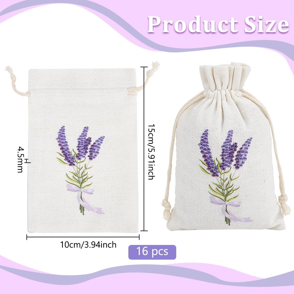 BENECREAT 16Pcs Lavender Bags, Sachet Empty Bags with Drawstring Cotton Pouch for Filling Spice Jewellery Wedding, 5.9x3.9 Inch
