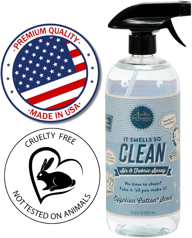 San Francisco Soap Company Smells So Clean Linen Spray | Egyptian Cotton | 33.8 Fl Oz | Fresh Spray | Multi-Purpose And Dye Free