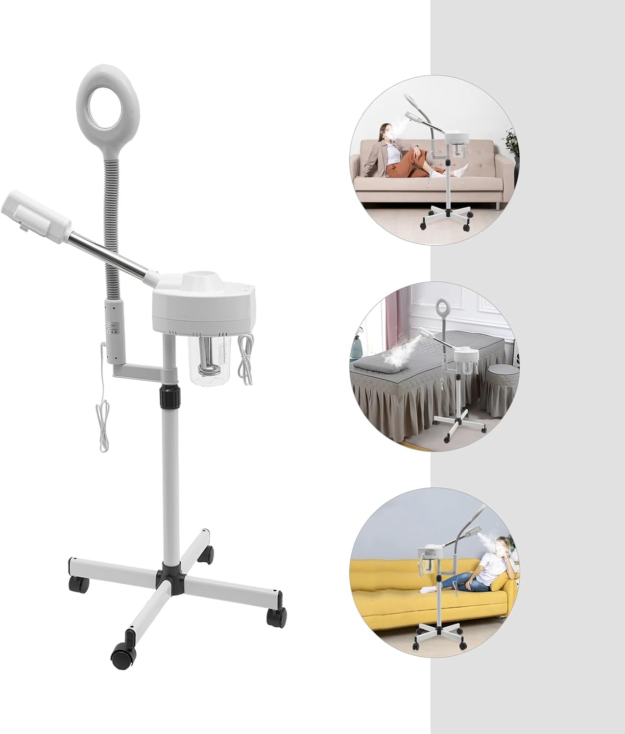 2-in-1 Facial Steamer with 3x/5x Magnifying Lamp, 107.6°f Warm Mist 800w 110v Fast Heat 3-5min, 23oz Water Tank Auto Shut-Off for Home Beauty Salon Spa Skin Care
