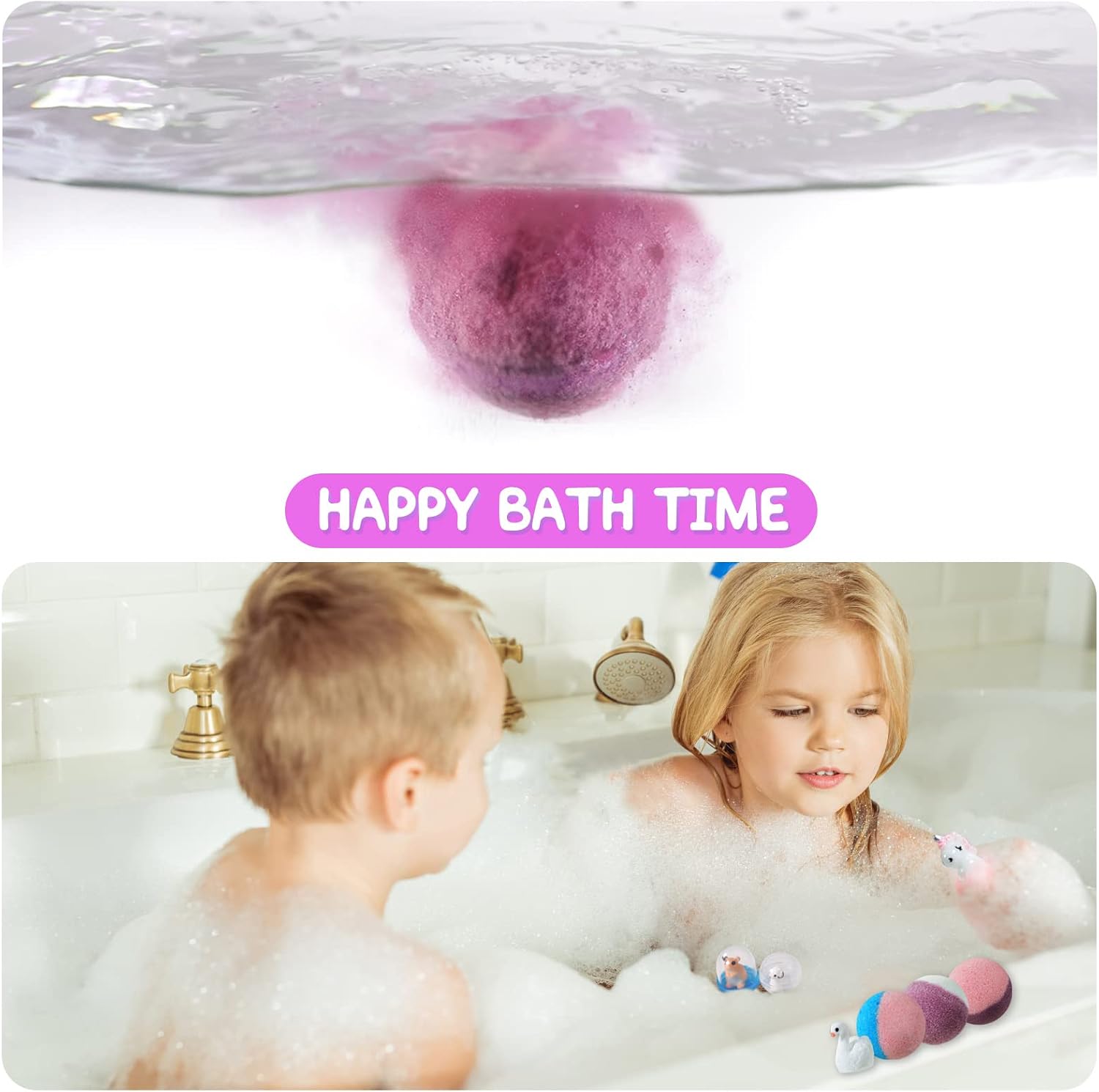 Bath Bomb Gift Set with Toys Inside, 20 Pack Organic Bath Bombs for Kids, Kids Safe Handmade Fizzy Balls for Kid, Ideal Birthday Gift for Boys & Girls