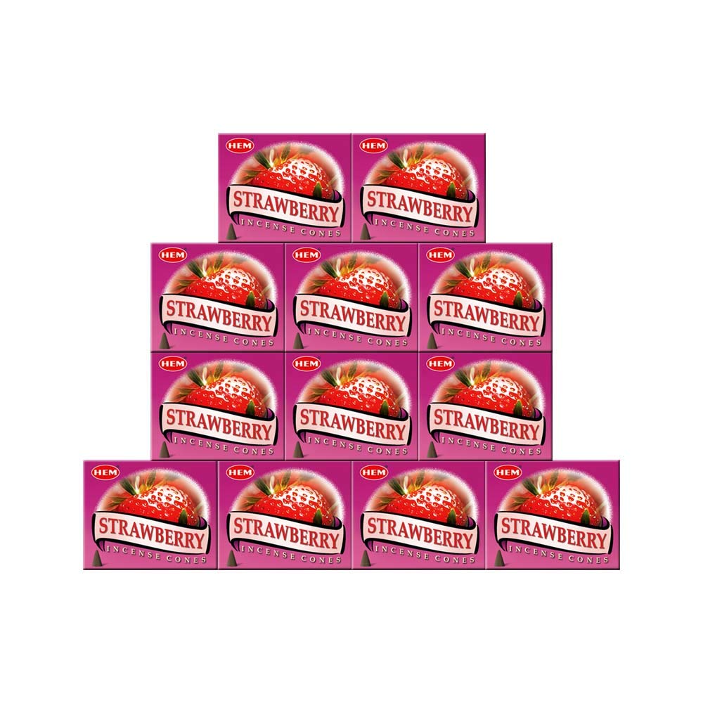 Strawberry - Case of 12 Boxes, 10 Cones Each - HEM Incense From India