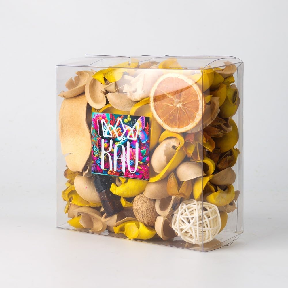 KAV Potpourri Bowl Filler, Spring Pot pourri Dried Flower Vase Fill Mix, Home Decor Scented Dry Petal Puporri, Cinnamon and Citrus, Natural Flower Home Fragrance 14 oz (Yelling Yellow)