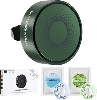 Car Diffuser Air Freshener Vent Clip Aluminum Aroma Diffuser Long Lasting Scent Odor Eliminator Pleasant New Car Smell Scent with 2 Refill Pads Ocean Tea Perfume for Men Women(Dense Forest Green)
