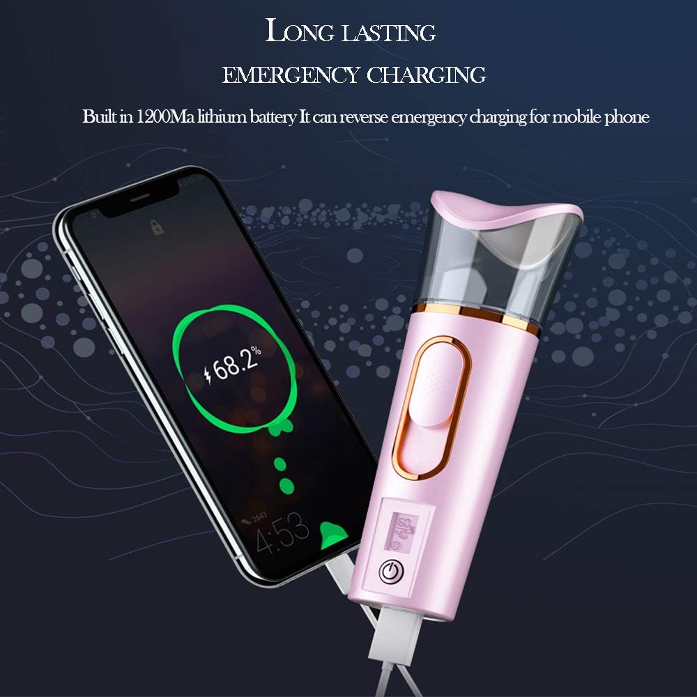 FANTEXY Nano Facial Mister with Skin Analyzer Moisture Tester | Portable Mini Cool Face Mist Steamer, USB, Handy Facial Sprayer, Eyelash Extensions, Face Moisturizing & Hydration Refreshing