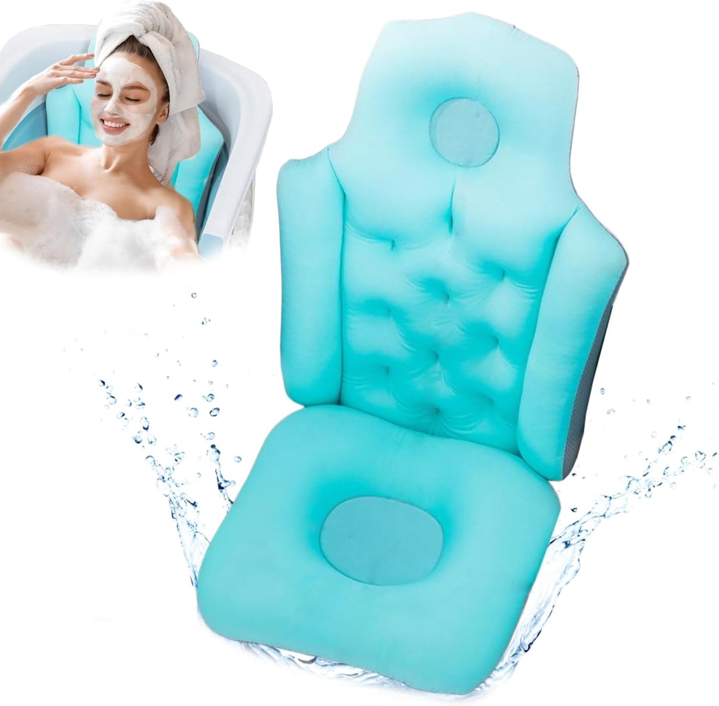 Bathtub Pillow Full Body Bath Pillow, Soft Bathtub Non-Slip, Quick Drying Tub for, Breathable Folding Bath Cushion for Tub