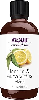 NOW Essential Oils, Lemon & Eucalyptus Oil Blend, Invigorating Aromatherapy Scent, Blend of Pure Lemon Oil and Pure Eucalyptus Oil, Vegan, Child Resistant Cap, 4-Ounce