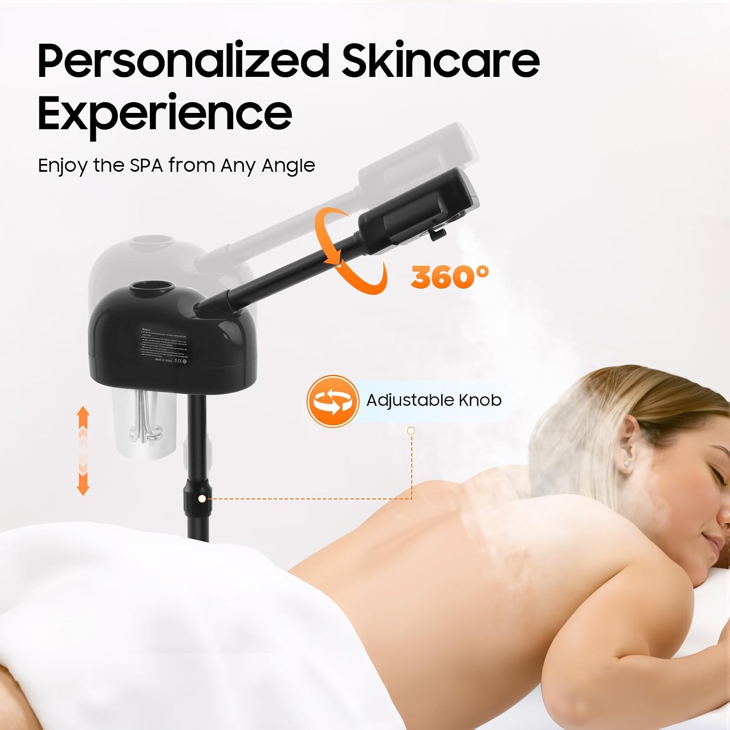 Professional Facial Steamer, 800W Ozone-Infused Steamer with 360° Rotation, 0.2Gal Tank Salon Spa Beauty Skin Care Equipment for Home, Salon, Spa (Black)