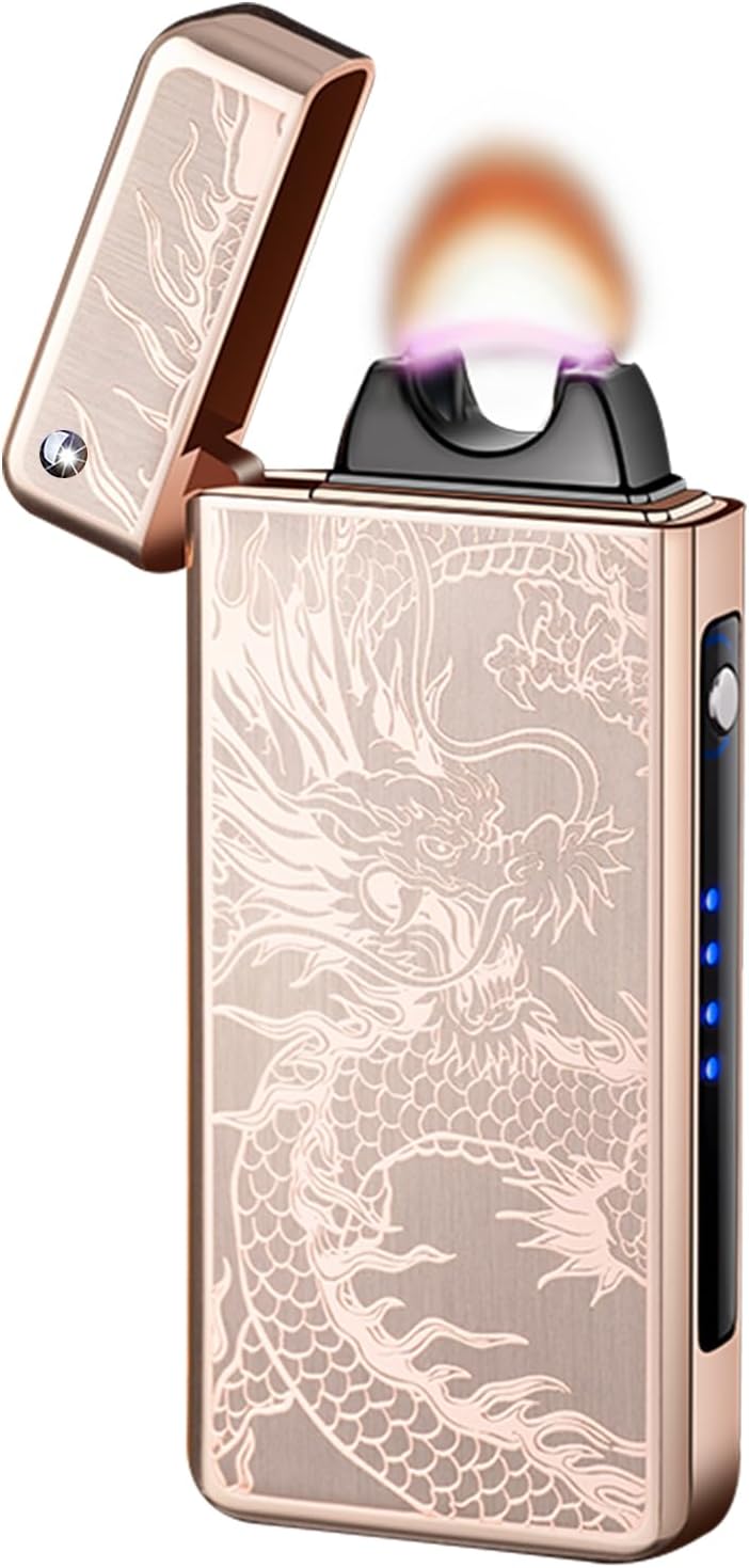 GADATOP Dragon Arc Plasma Flame Lighter - USB Rechargeable, Windproof Electric Lighter for Candle (Gold)