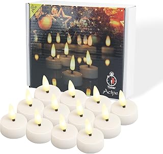 ENERJARY LED Tea Light Candles with Timer Flickering Flame 12pcs Battery Operated Realistic Bright Unscented Tea Light Fake Candles for Romantic Wedding Home Xmas Decor Birthday Halloweens Warm White