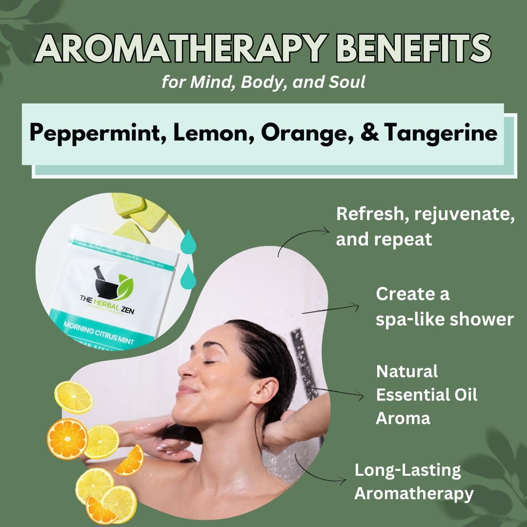 Morning Citrus Mint Shower Steamers Aromatherapy for Energy - USA Made Mothers Day Gift for Mom - Peppermint & Orange Shower Bomb Tablets – Soothing Natural Essential Oils (10 Pack)