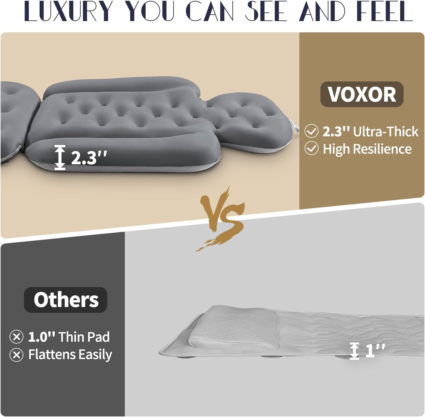 Full Body Bath Pillow for Bathtub, Thick Bathtub Cushion, Luxury Tub Pillow for Bath for Headrest Neck and Back Support Gray 51" x 16"