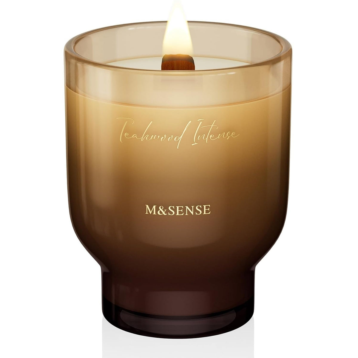 M&SENSE 16.6oz Natural Soy Large Jar Candle with Wooden Wick