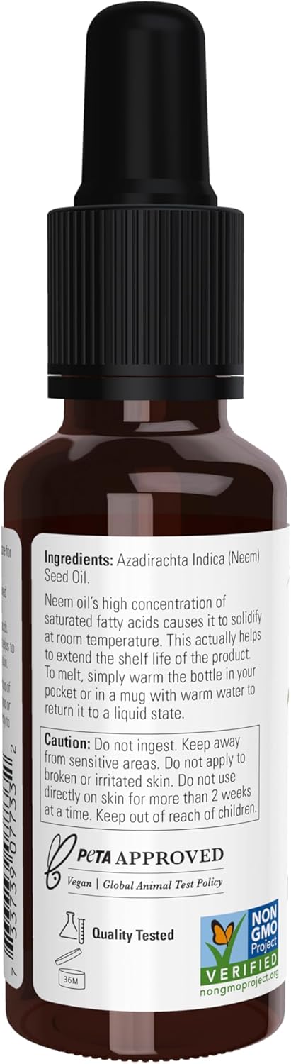NOW Foods Solutions, Neem Oil, 100% Pure, Made From Azadirachta Indica (Neem) Seed Oil, Natural Relief from Irritation and Other Skin Issues, 1-Ounce, Ingredients: 100% pure neem oil