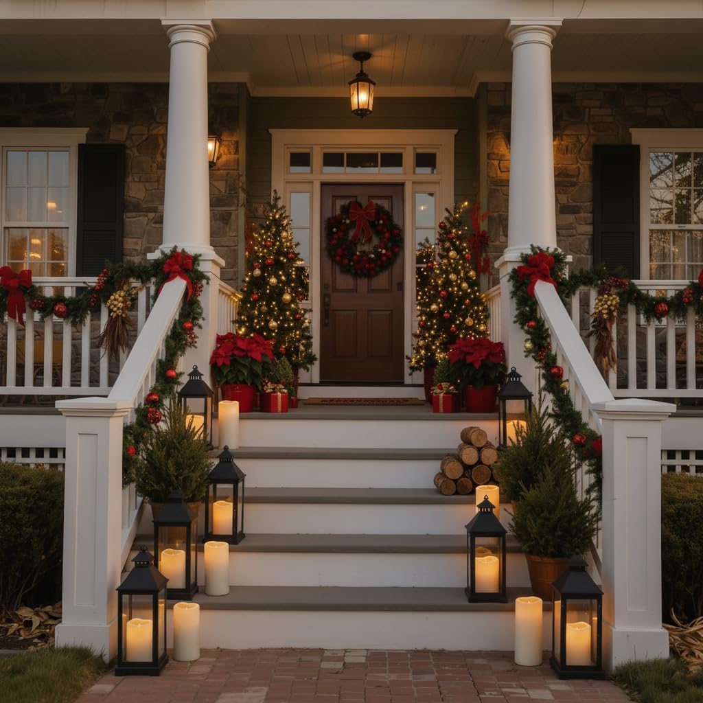 Homemory 6" 8" 10" x 4" Waterproof Outdoor Flameless Candles, Battery Operated Flickering LED Pillar Candles with Remote and Timers for Indoor, Plastic, Ivory White