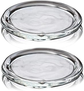 2 Pack Glass Candle Holder 3" Clear Beautiful Transparent Round Candle Plate