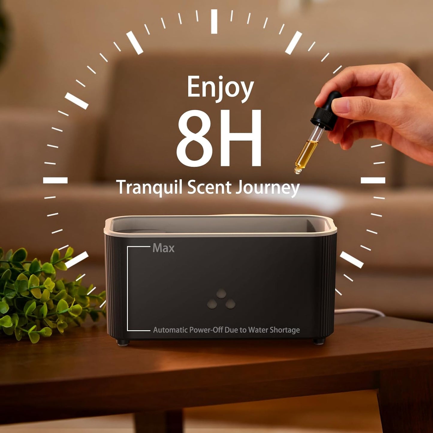Aromatherapy Diffuser LtYioe Essential Oil Diffuser, Mini Wood-Burning Aroma Diffuser, 160 ML Ultrasonic Cool Mist Aromatherapy Humidifier，7-Colorful Light & Auto-Off, Whisper-Quiet Operation