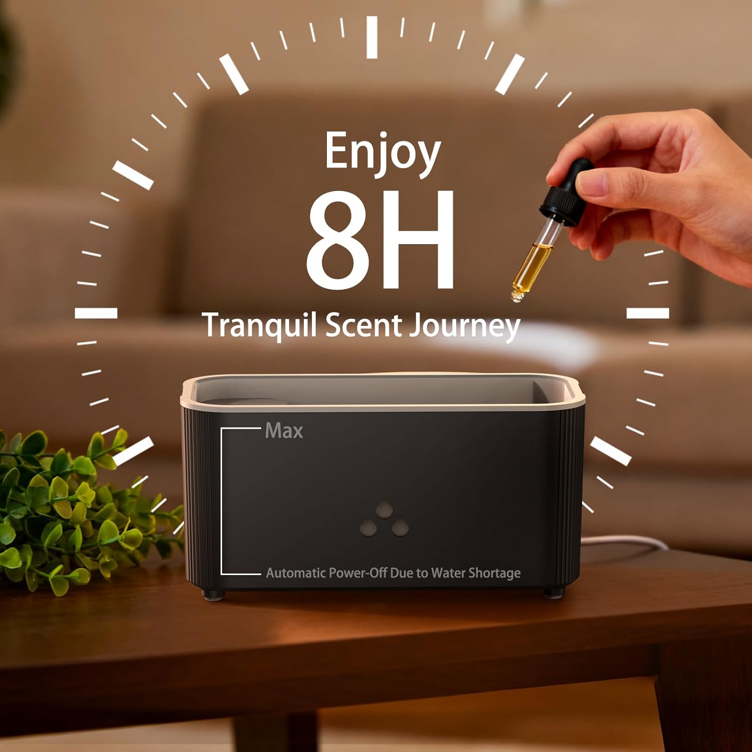 Aromatherapy Diffuser LtYioe Essential Oil Diffuser, Mini Wood-Burning Aroma Diffuser, 160 ML Ultrasonic Cool Mist Aromatherapy Humidifier，7-Colorful Light & Auto-Off, Whisper-Quiet Operation