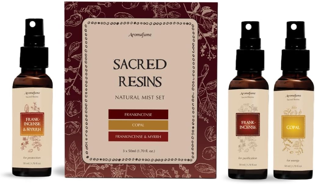 Sacred Mist Gift Set by Aromafume | 3x50ml Natural & non-toxic Air Freshener Sprays for Home, Fabric & Linen Mist | Ideal for deep relaxation, spirituality & rituals