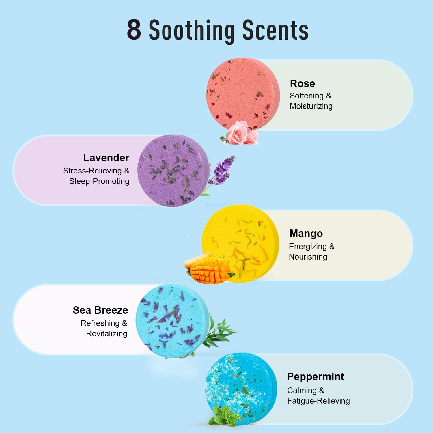 Shower Steamers Aromatherapy Made with Natural Essential Oils Long Lasting Aroma to Deliver Home Spa Experience, Individually Wrapped, Gift Ready Packaging for Women 8 Packs