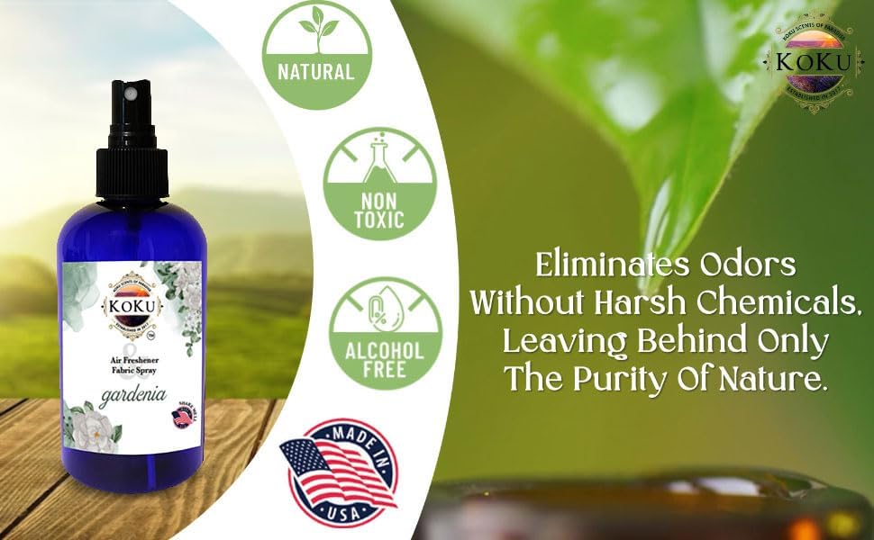 Gardenia Air Freshener - Room Spray - Odor Eliminator - Deodorizer - Car Air Freshener - Home Spray - Linen Spray - Fabric Refresher - Non-Toxic - Alcohol Free – 4 Oz