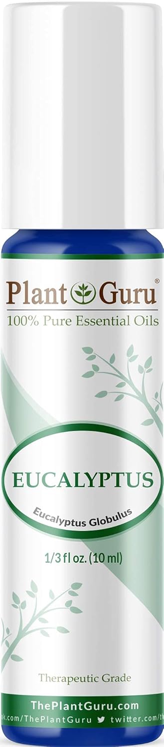 Eucalyptus Essential Oil Roll On 10 ml 100% Pure Pre-Diluted Therapeutic For Sinus And Allergies Relief. Aids Colds, Nasal Chest Congestion