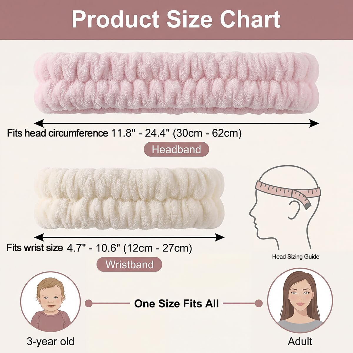 Wrist Towels for Washing Face for Women,Men, Microfiber Spa Wristbands Absorbent Face Washing Wristbands Headband Set Prevent Liquid from Spilling