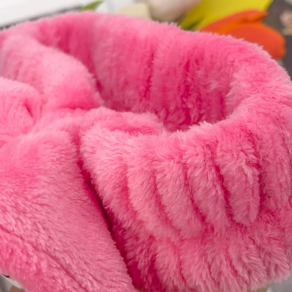 Kawaii Cartoon Headband, Cute Anime Spa Hairband, Microfiber Coral Skincare Shower Fluffy Towel Headbands for Girls Women Facial Washing, Makeup, Party