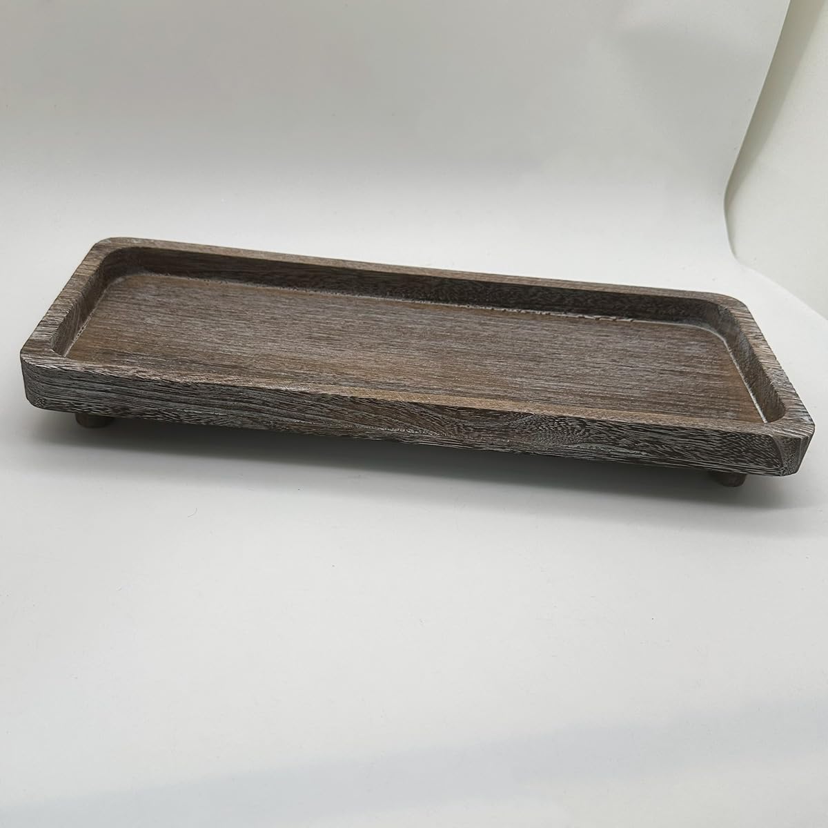 16x6.5x1 Inch Distressed Large Wooden Candle Tray, Christmas Rustic Farmhouse Tealight Holder for Table Centerpiece (Large Brown)