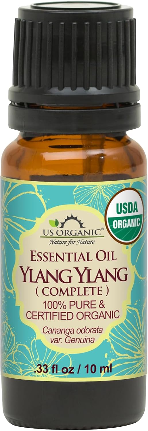 US Organic Ylang Ylang Essential Oil – 100% Pure Complete Grade, USDA Certified, Steam Distilled from Cananga Odorata – Floral Scent for Diffuser, Perfumery, Skincare – Sourced from Madagascar, 10ml