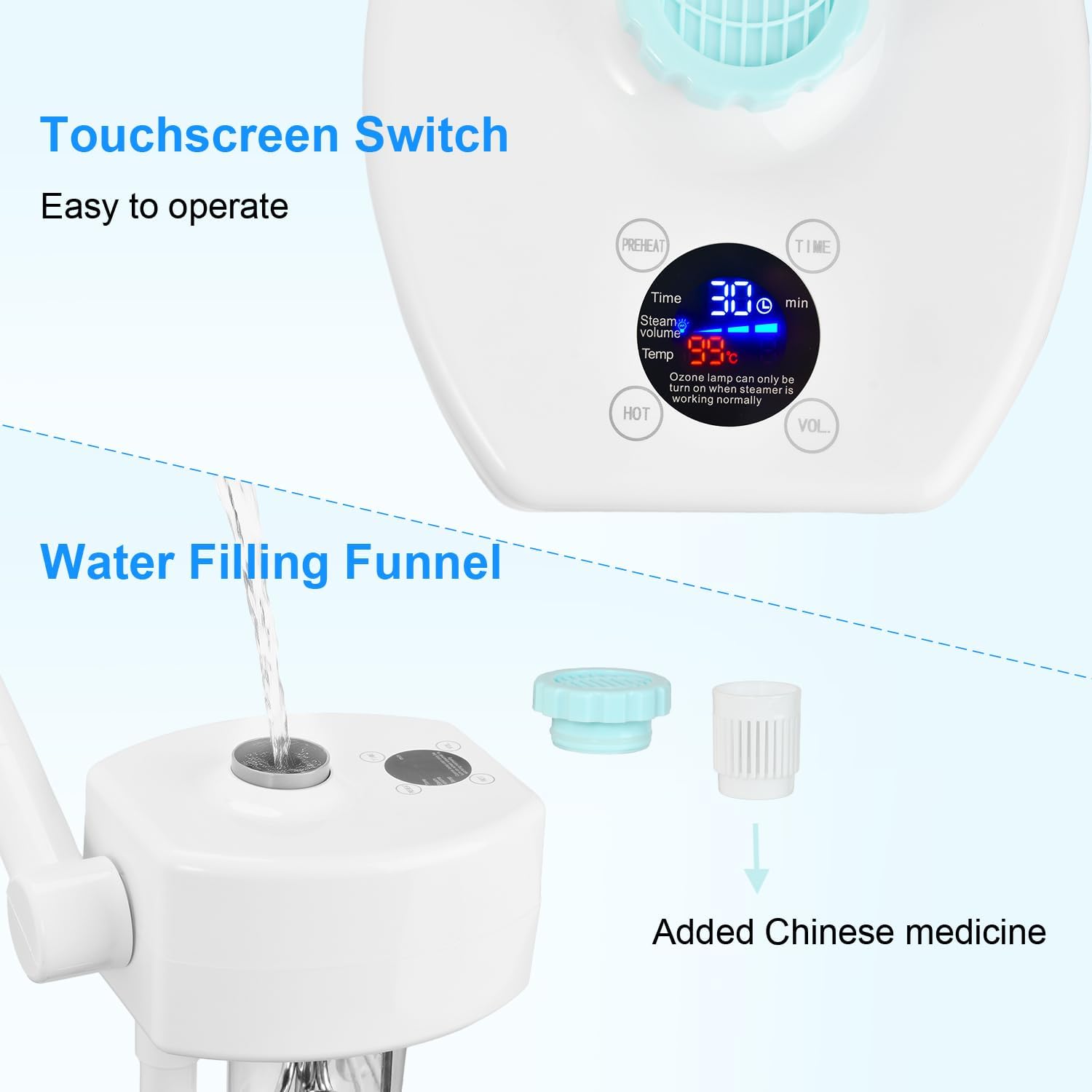 Professional Facial Steamer, Vaporizador Facial Steamer for Esthetician, Face Steamer on Wheels, Rocker Arm/Preheat/Hot Mist Adjustment/Timer Function, Facial Steamers for Home Salon Spa Skin Cleaning