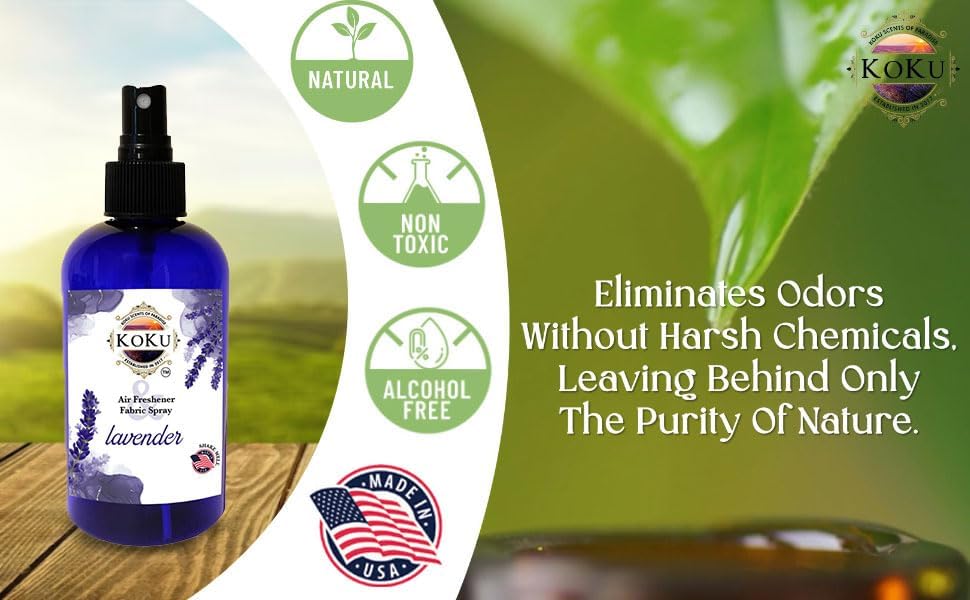 Lavender Air Freshener - Room Spray - Odor Eliminator - Deodorizer - Car Air Freshener - Home Spray - Linen Spray - Fabric Refresher - Non-Toxic - Alcohol Free – Made in USA - 4 Oz