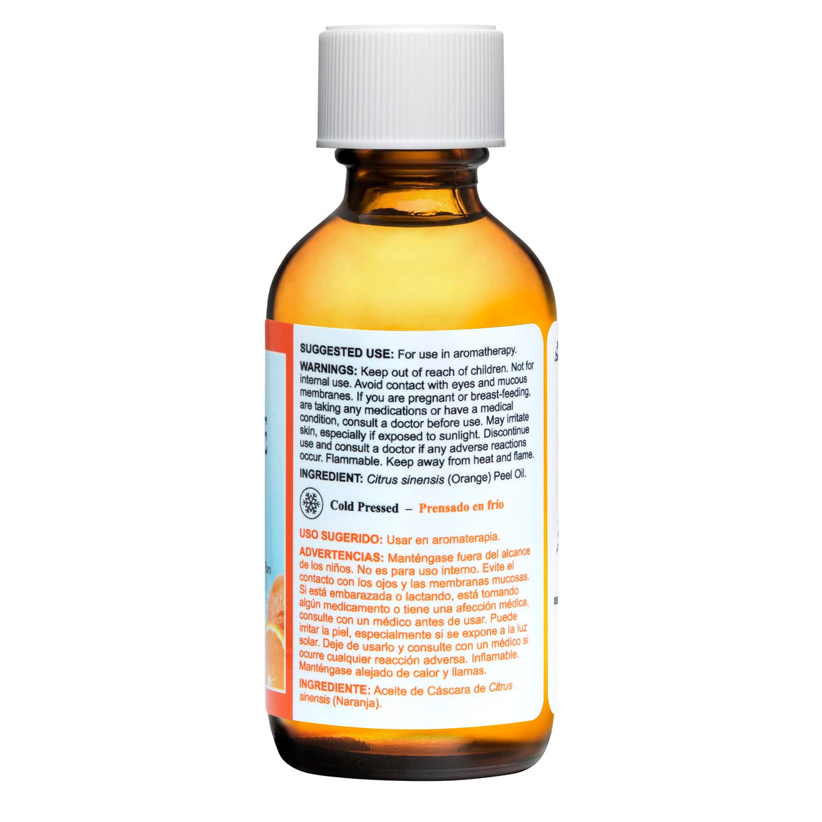 De La Cruz Pure Orange Oil - 100% Pure Cold Pressed Orange Essential Oil for Diffuser - 2 Fl OZ (1 Bottle)