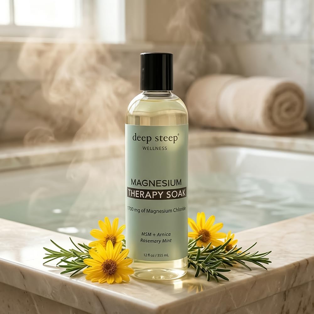 Deep Steep Magnesium Bubble Bath, Extra Strength, Foaming Soak with Magnesium, Arnica, Vitamin C & MSM, Extra Strength for Muscle Recovery, Soreness & Stiffness Relief – Soothing Relaxation