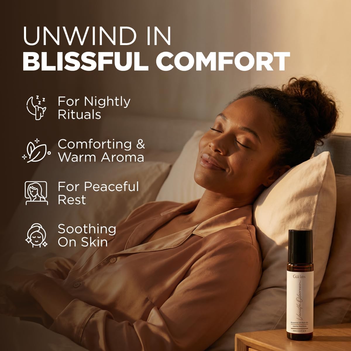 Vanilla Essential Oil Roll-On Convenient Travel Size for Skin 0.34 Oz