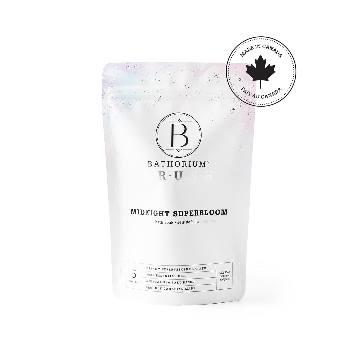 Bathorium Midnight Superbloom Crush, Wildflower Bath Soak, Lavender, Rose, Butterfly Pea Flower, Jasmine, Dead Sea Salt, 21 oz