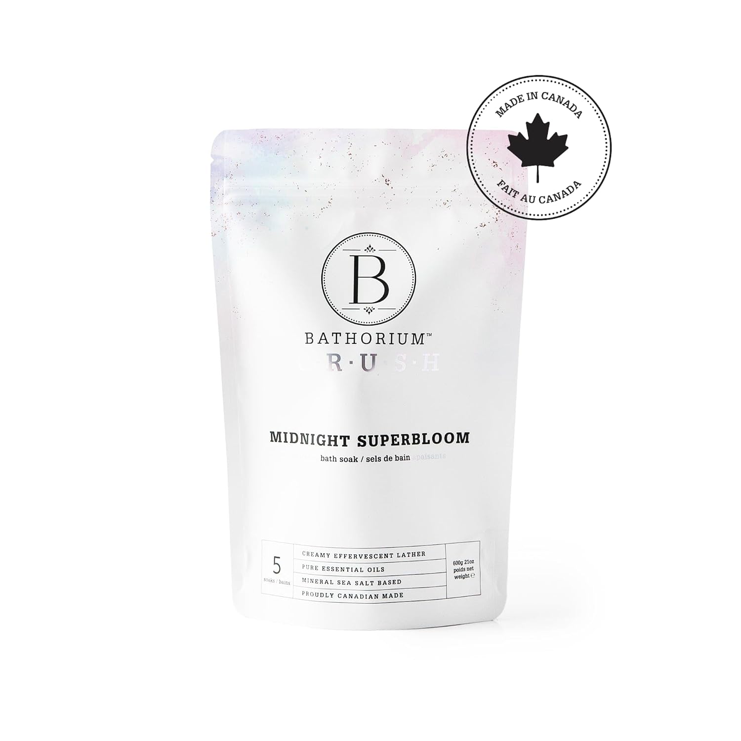 Bathorium Midnight Superbloom Crush, Wildflower Bath Soak, Lavender, Rose, Butterfly Pea Flower, Jasmine, Dead Sea Salt, 21 oz