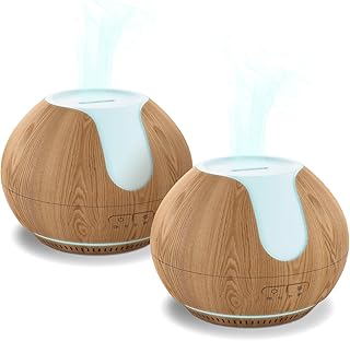 ARVIDSSON Essential Oil Diffuser 2 Pack, Ultrasonic Oil Diffusers for Home, Aromatherapy Diffuser with Mood Light, 200ml Diffuser for Essential Oils, Gift for Women - Wood Grain