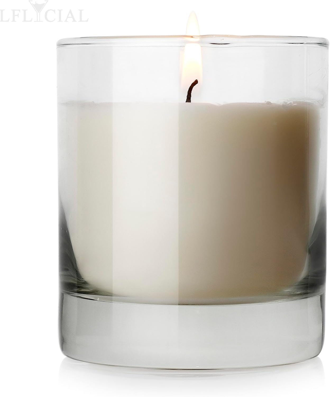 Jar Candle, 8oz Soy Wax Candle(1 Pack),35 Hours Long Burning Pillar Candle, White Pillar Candle in 10oz Old-Fashioned Whiskey Glass