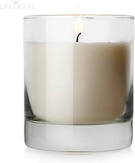 Jar Candle, 8oz Soy Wax Candle(1 Pack),35 Hours Long Burning Pillar Candle, White Pillar Candle in 10oz Old-Fashioned Whiskey Glass