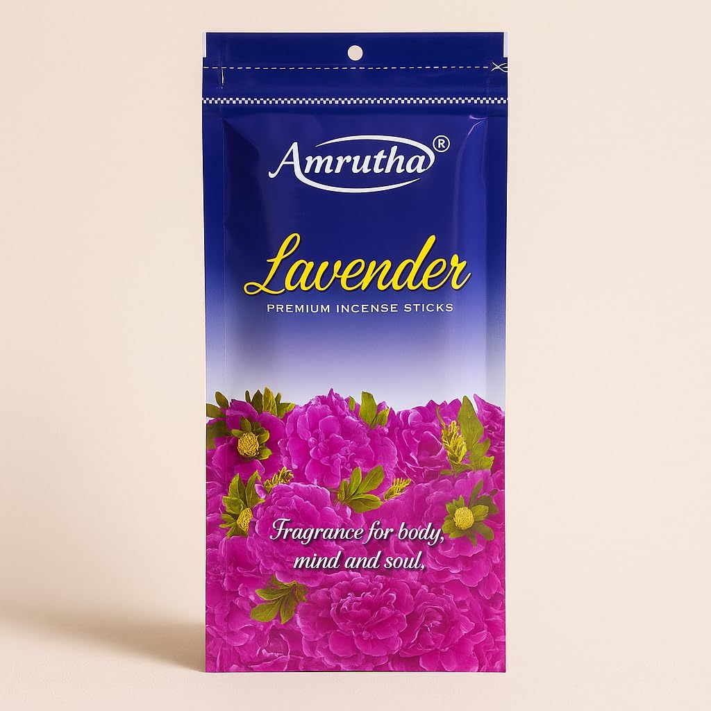 Lavender Incense Sticks for Meditation, Healing, Yoga, Positivity and Relaxation with 1 Wooden Incense Stick Holder - 70-75 Sticks, 120g, Made up of Natural Organic Ingredients, Hashcart®