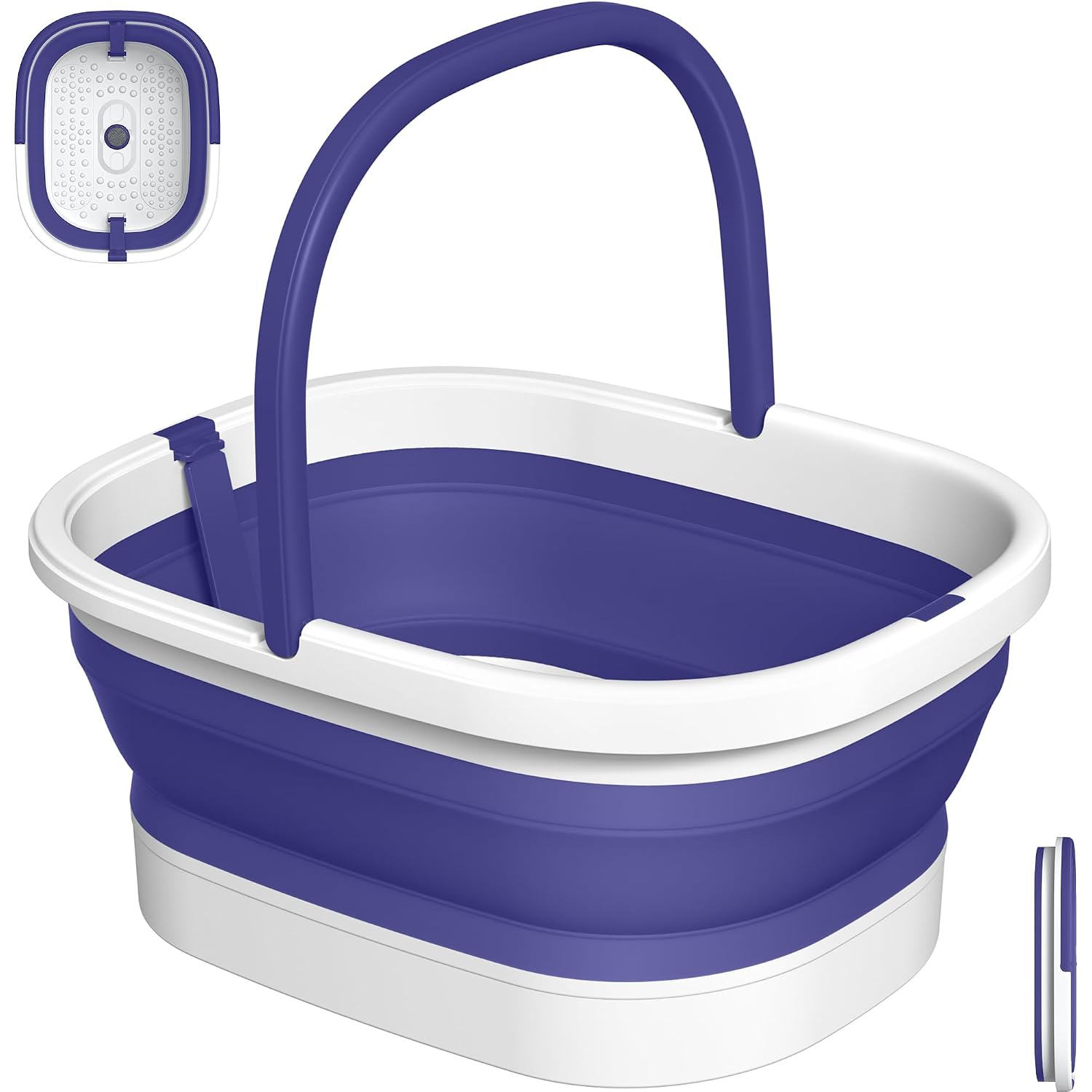 Nekteck Foot Soaking Tub Collapsible Bucket for Foot Bath Soak Tub, Feet Basin Soaker with 138 Acupressure Nodes and Pumice Stone for Feet Health Foot Spa, Gifts for Men Women Dad Mom, Purple