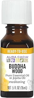 Aura Cacia Buddha Wood Essential Oil in Jojoba Oil | GC/MS Tested for Purity | 0.5 fl. oz.