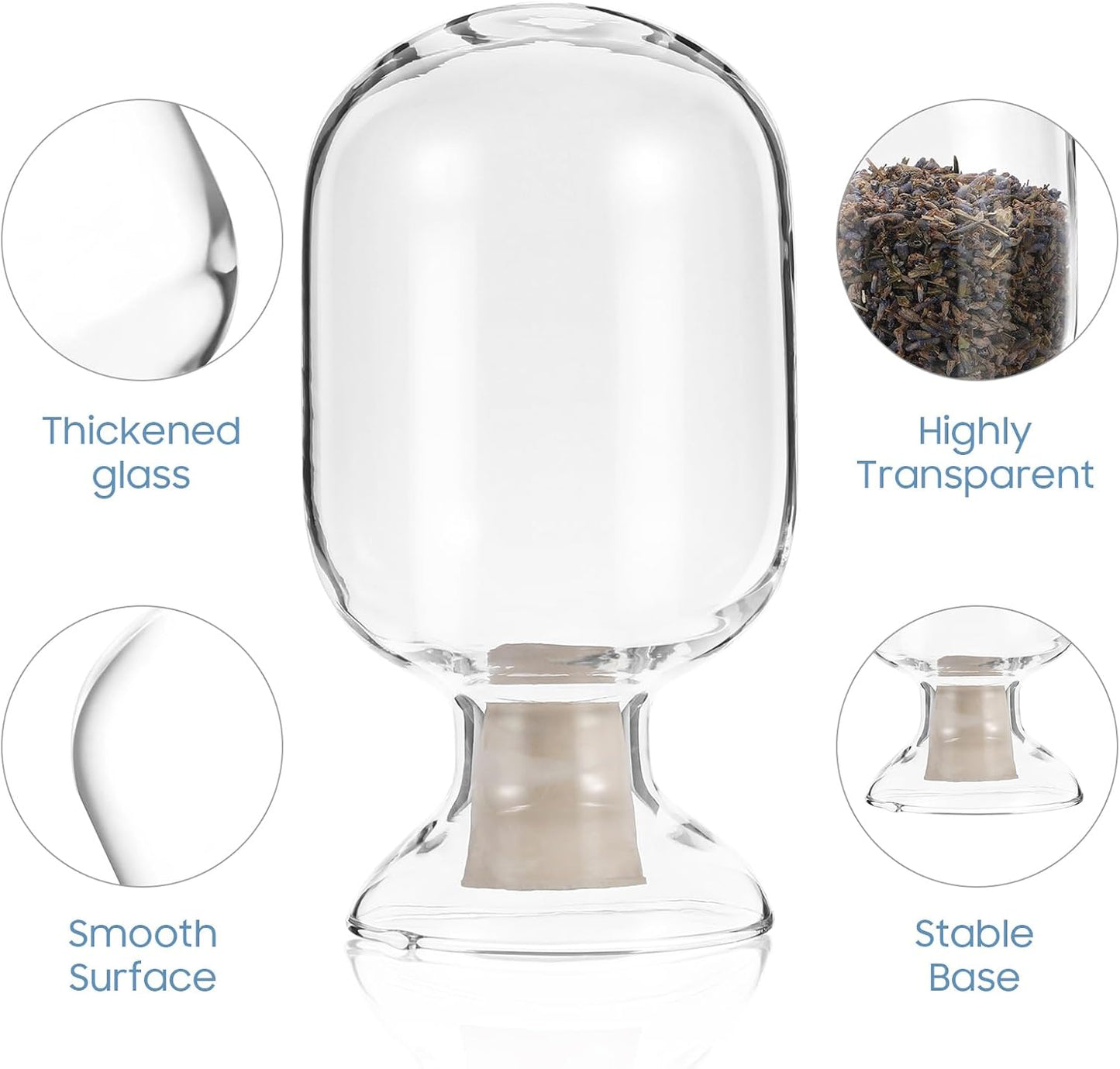 Beavorty Glass Matches Jar Bell-Shaped Storage Bottle with Stopper 3.93X1.96 Inch Transparent Display Bottle for Laboratory and Toothpick Holder
