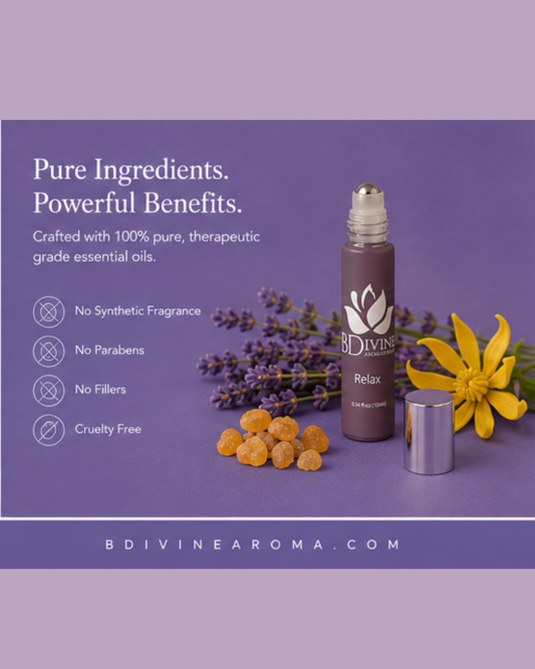 Essential Oil Roll-On – Natural Aromatherapy Blend in a Convenient Roller for Everyday Wellbeing (Relax)