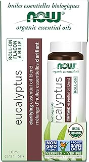 NOW Foods Essential Oils, Eucalyptus Roll-On, Certified Organic, Clarifying Blend, Steam Distilled, Topical Aromatherapy, 10-mL