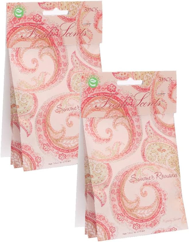 Willowbrook | Fresh Scents Scented Sachet Packet | Summer Romance | Air Freshener Bags for Drawers, Closets, Cars | 6 Pack | Long Lasting Home Fragrance