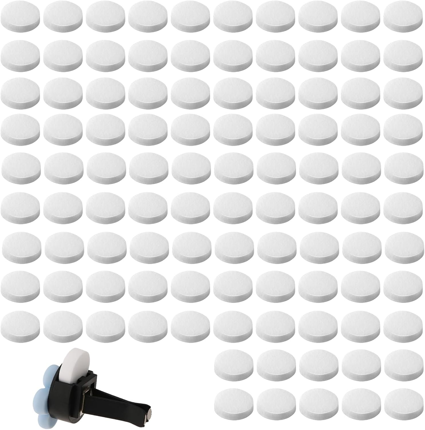 100 PCS Car Air Freshener Refill Felt Pads - 17 mm Unscented Essential Oil Perfume Refill Pads, Air Freshener Replacement Pad, Universal Essential Oil Diffuser Pad for Vent Clips, Home, Car Use