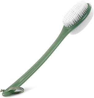 EcoTools Sea Gems Bath Bristle Brush, Dual-Sided Shower Brush for Cleansing & Exfoliating with Long Handle for Cleaning Back, Low-Waste Design, Vegan & Cruelty-Free, 1 Count